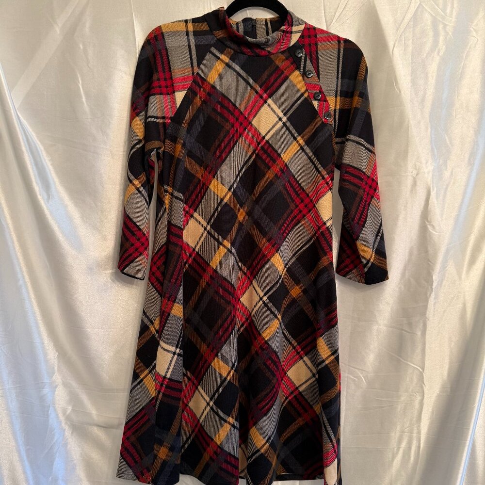 EUC Jessica Howard Women's A Line Plaid Dress Size Small